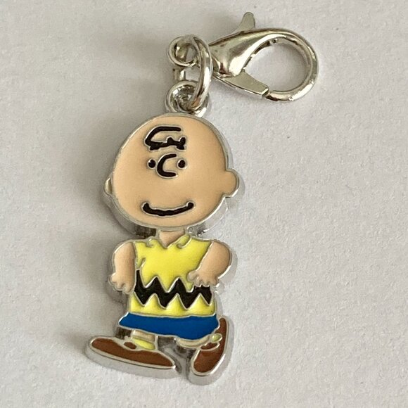 Peanuts Charlie Brown Clip On Charm Zipper Pull Purse Charm Signed Enamel - Picture 3 of 8